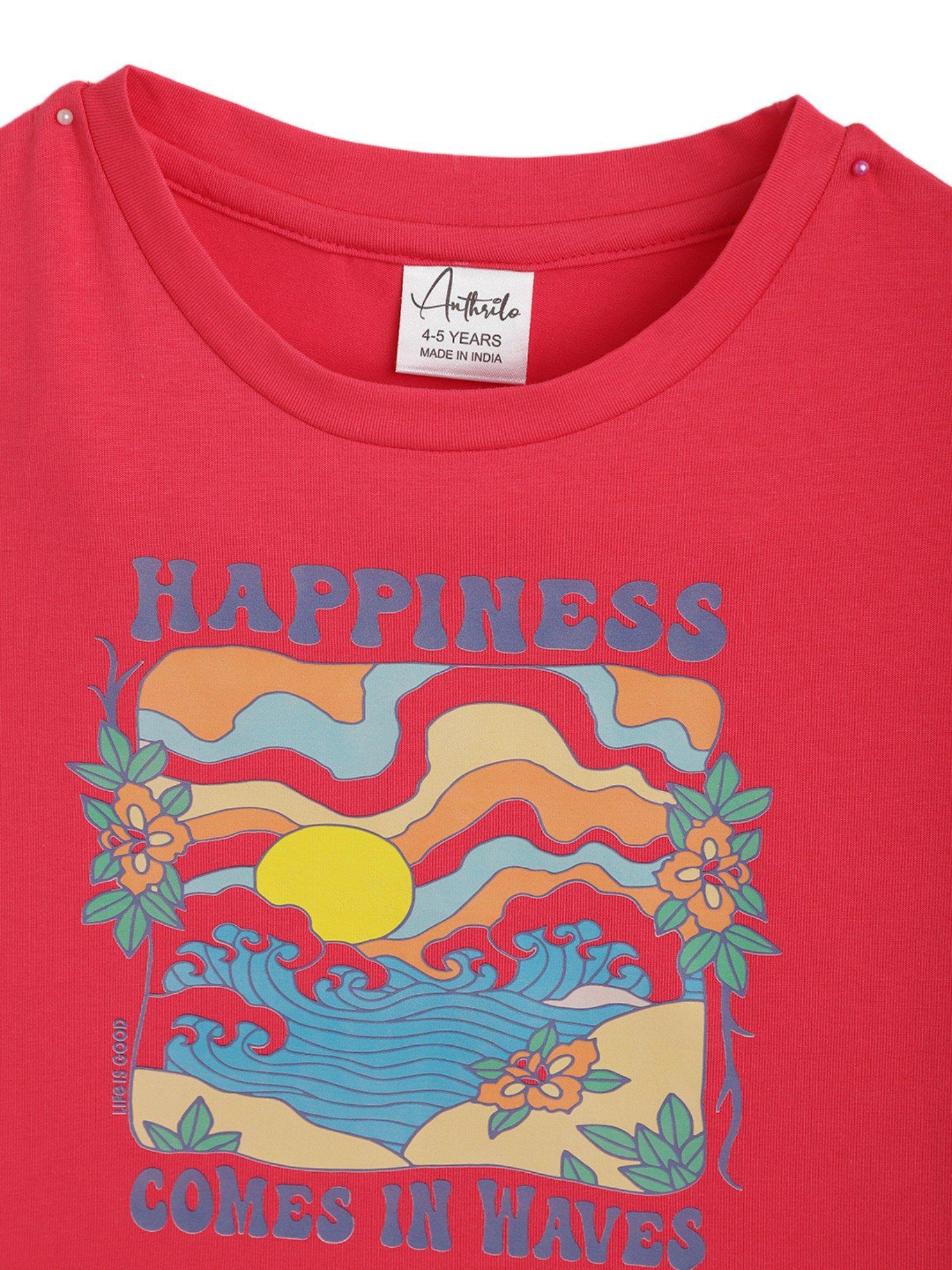 happiness rose pink summer girls t-shirt