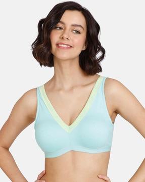 happy basics double layered non-wired non-padded 3/4th coverage slip-on bra