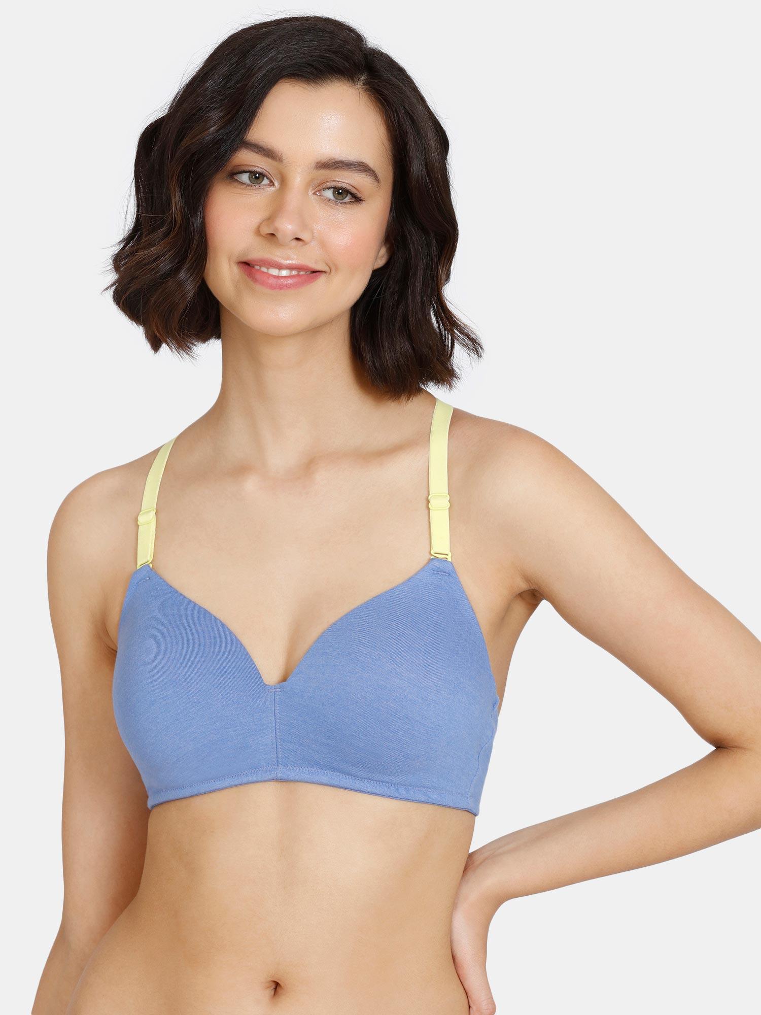 happy basics padded non wired 3-4th coverage t-shirt bra - wedgewood - blue