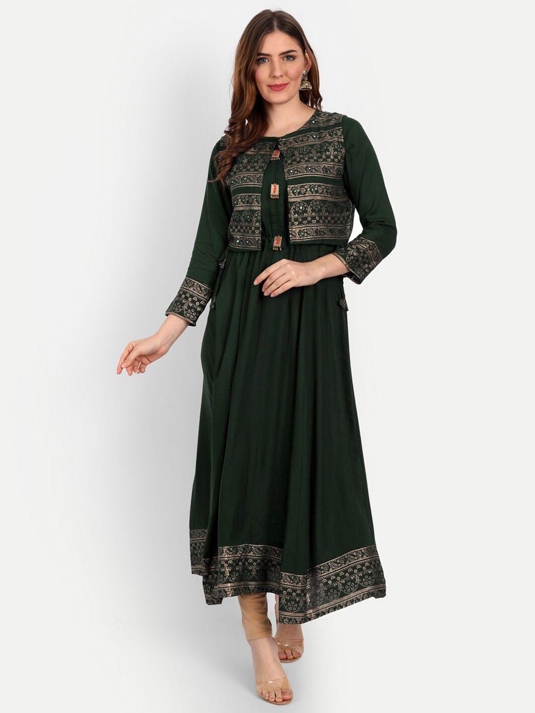 happy design ethnic motifs printed tie-ups detailed anarkali kurta with jacket