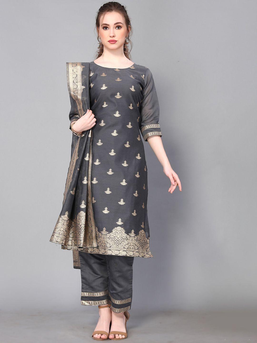 happy design ethnic motifs woven design pure cotton jacquard kurta with trousers & dupatta