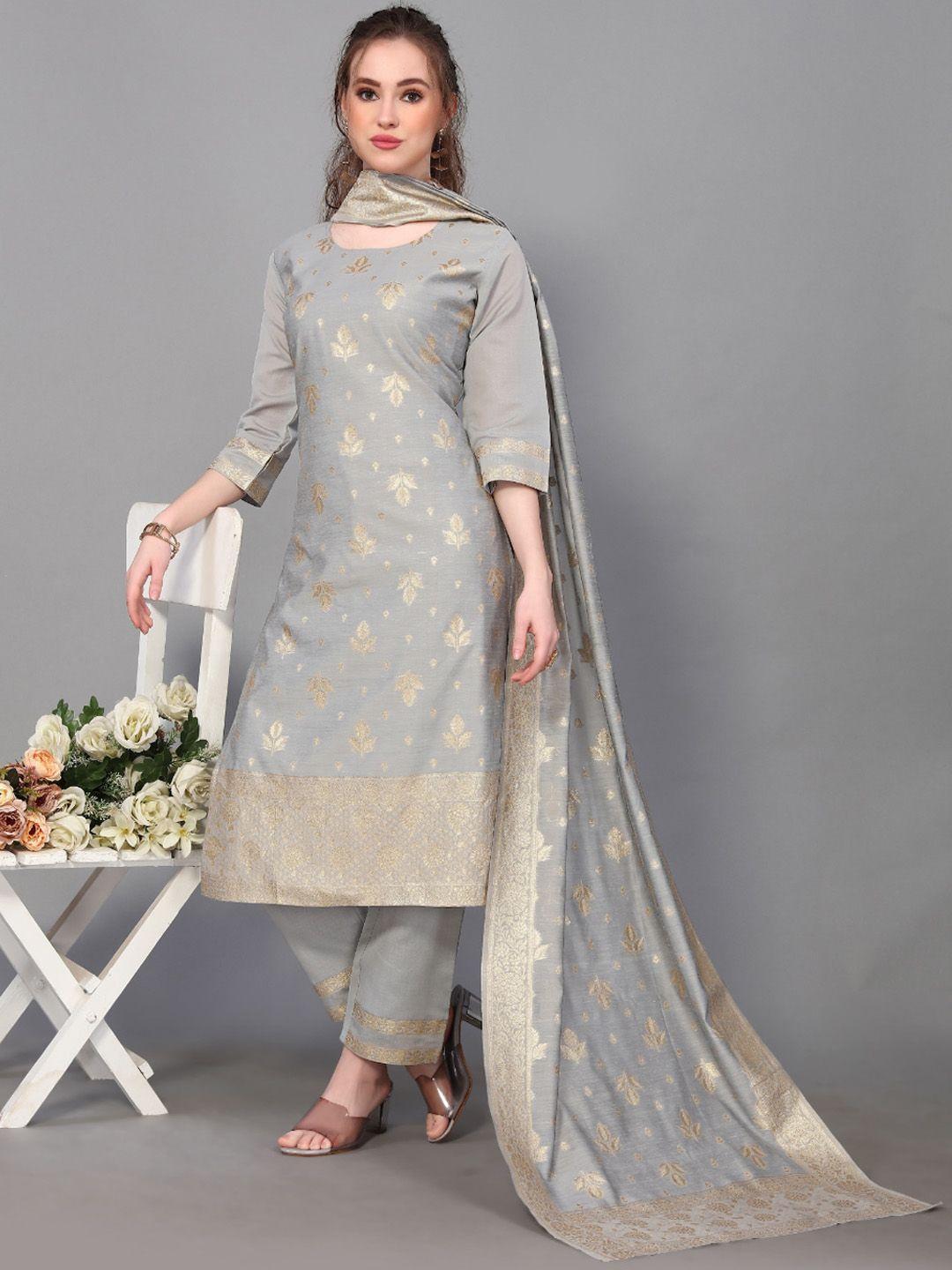 happy design etnic motifs woven design pure cotton kurta with trousers & dupatta