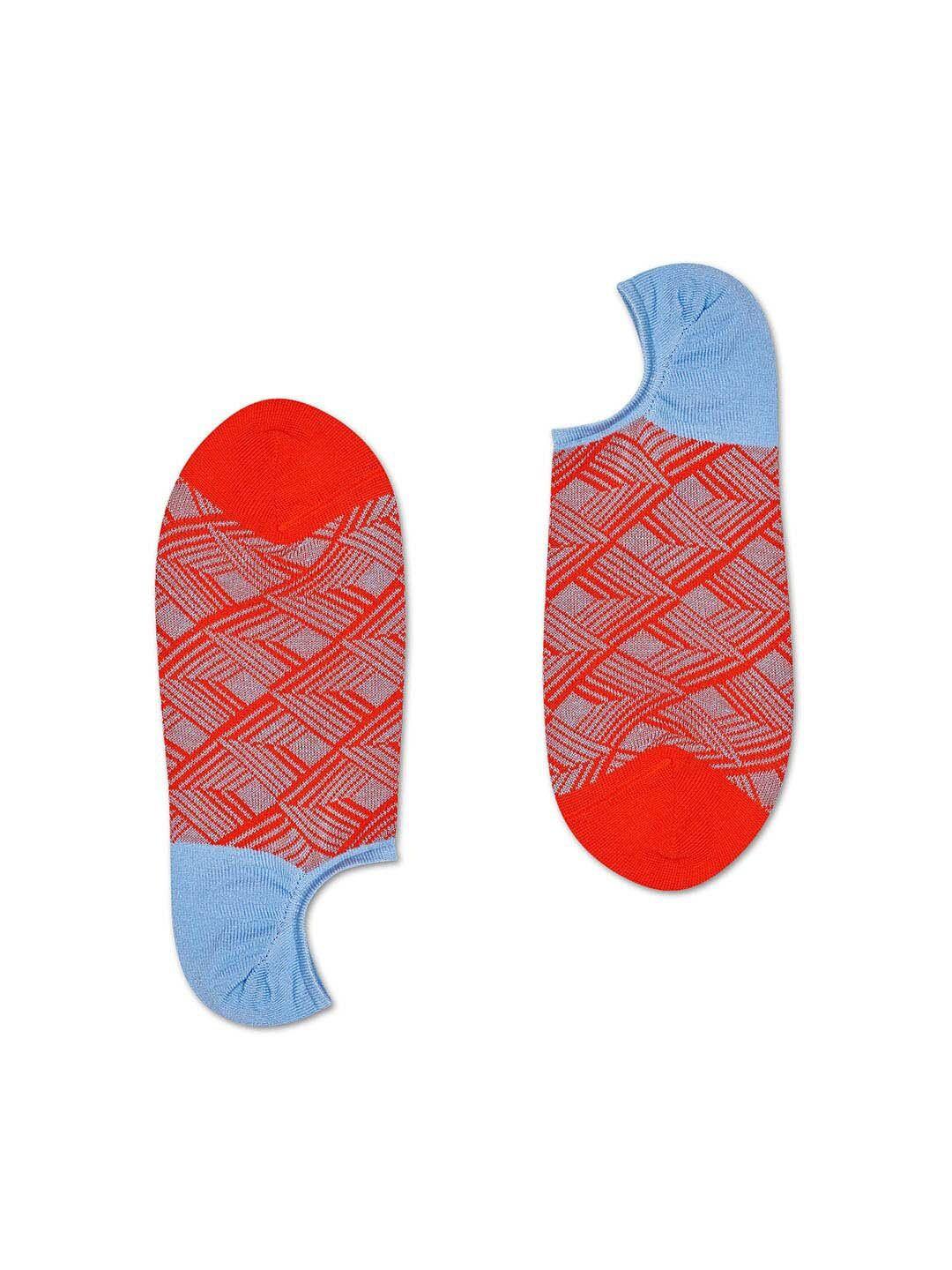 happy socks men red & blue patterned shoe liner
