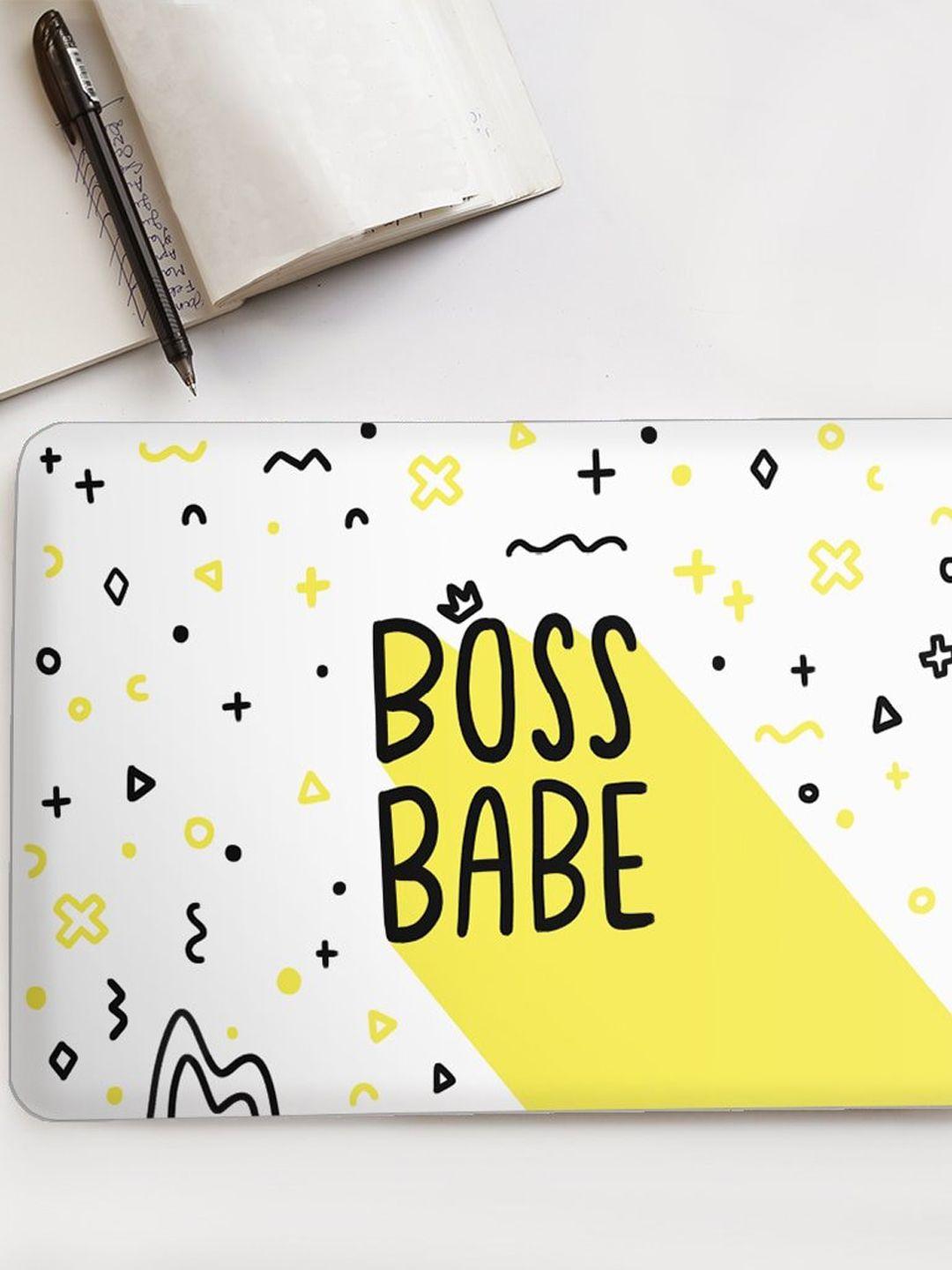 happywagon  white & black boss babe laptop skin