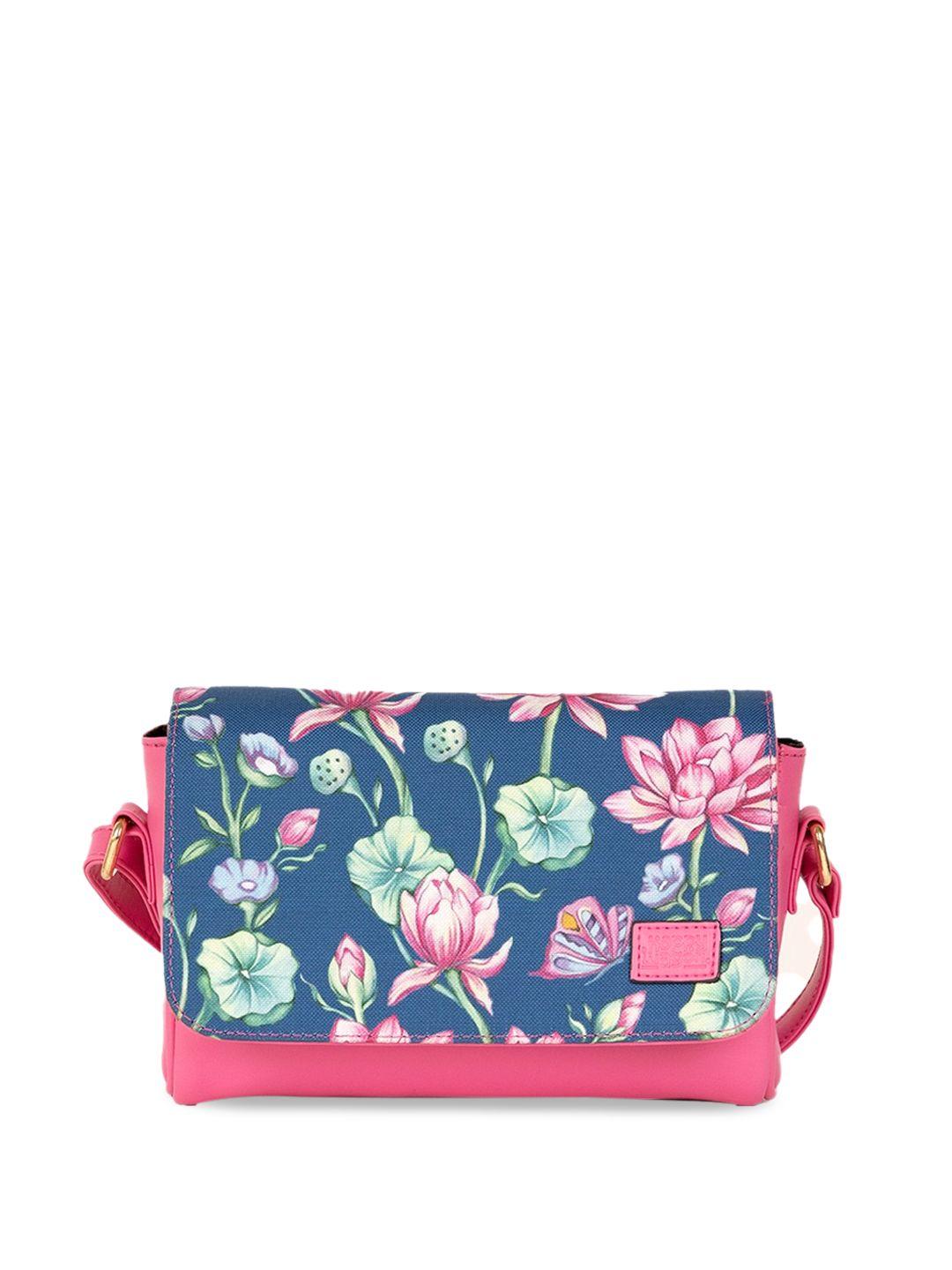 happywagon floral printed leather structured sling bag