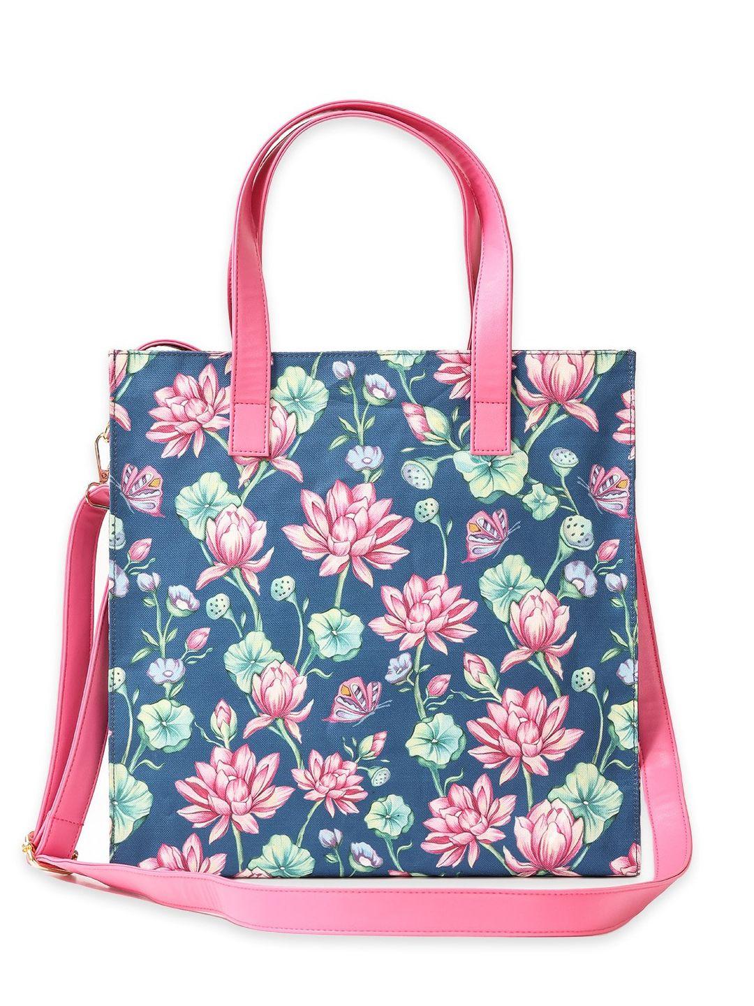 happywagon floral printed oversized structured tote bag