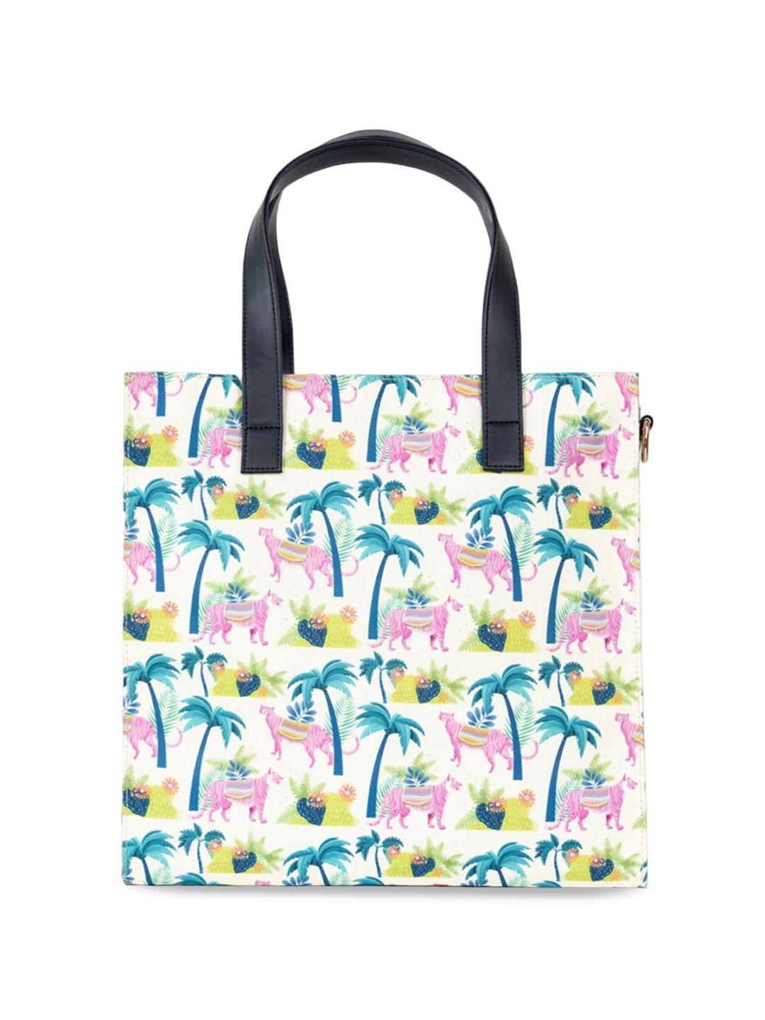 happywagon floral printed shopper tote bag