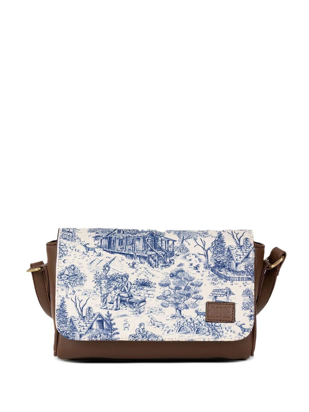 happywagon graphic printed leather structured sling bag