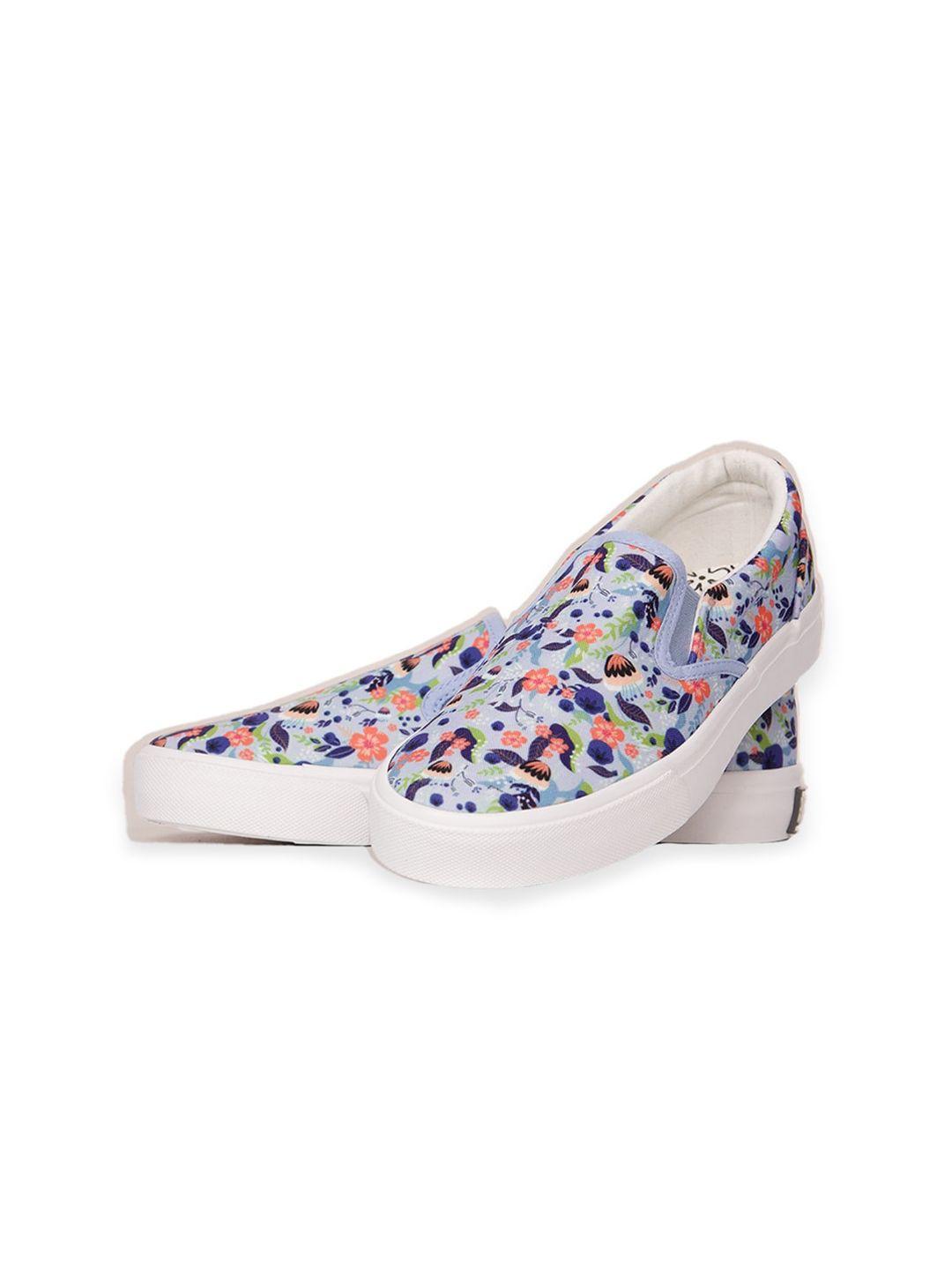 happywagon women printed canvas lightweight slip-on sneakers