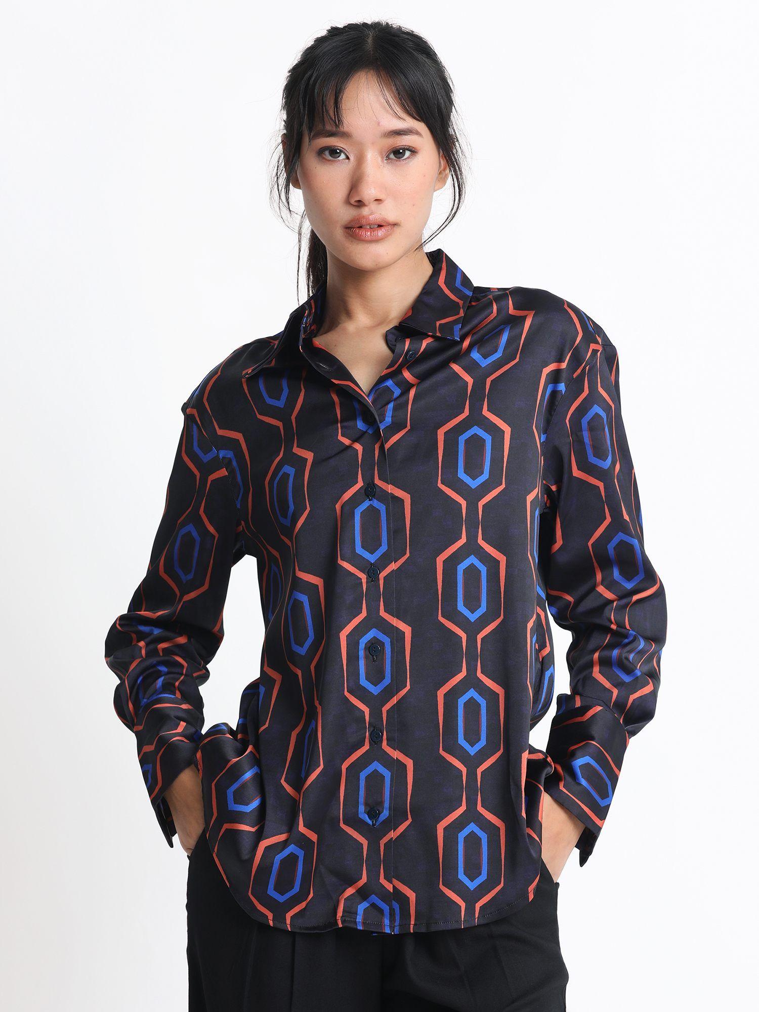 harbe geometric print regular fit shirt