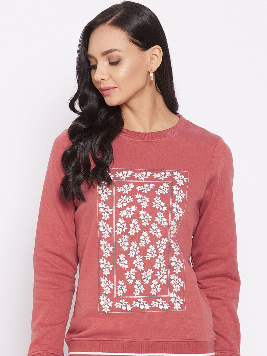 harbor n bay floral printed fleece sweatshirt