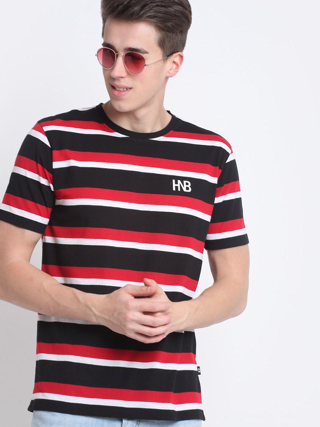 harbor n bay men red striped applique t-shirt
