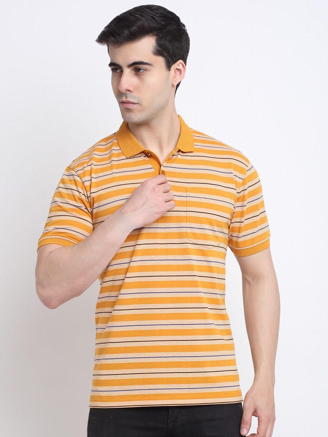 harbor n bay striped cotton polo collar t-shirt