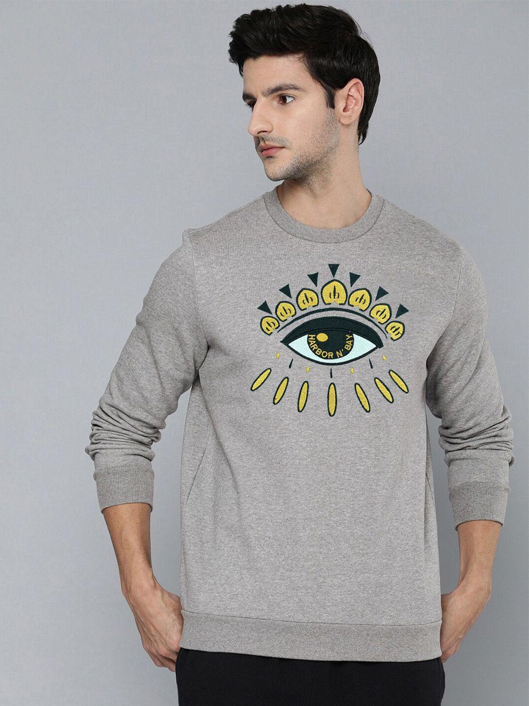 harbor n bay brand logo embroidered fleece pullover sweatshirt