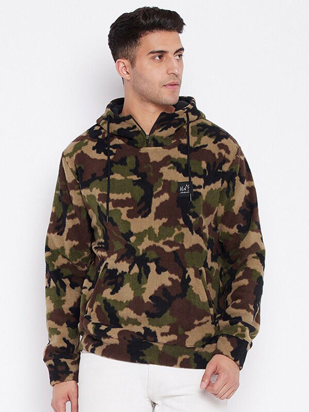 harbor n bay camouflage printed hooded fleece pullover