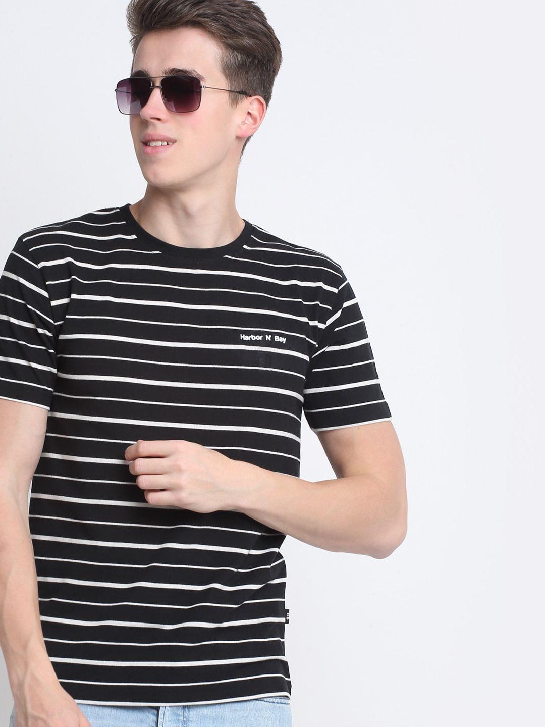 harbor n bay men black striped t-shirt