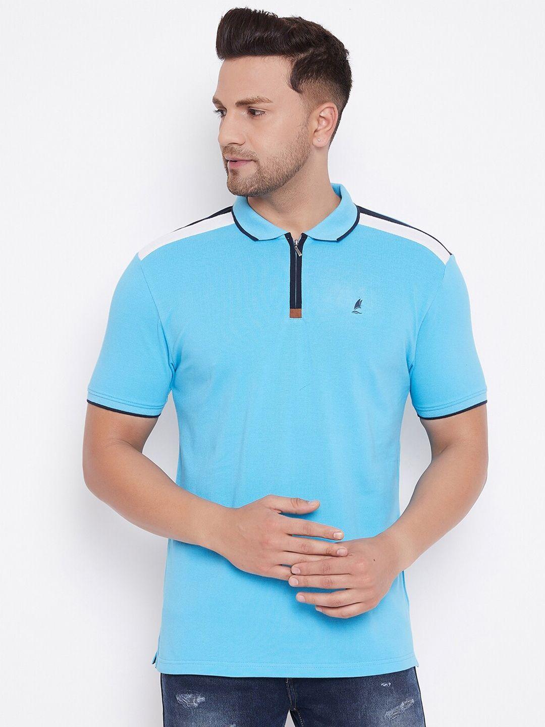 harbor n bay men cotton striped polo collar t-shirt