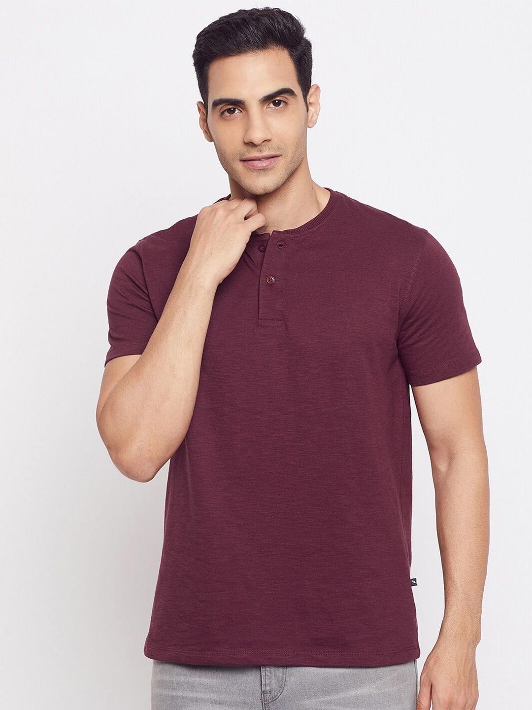 harbor n bay men maroon henley neck t-shirt