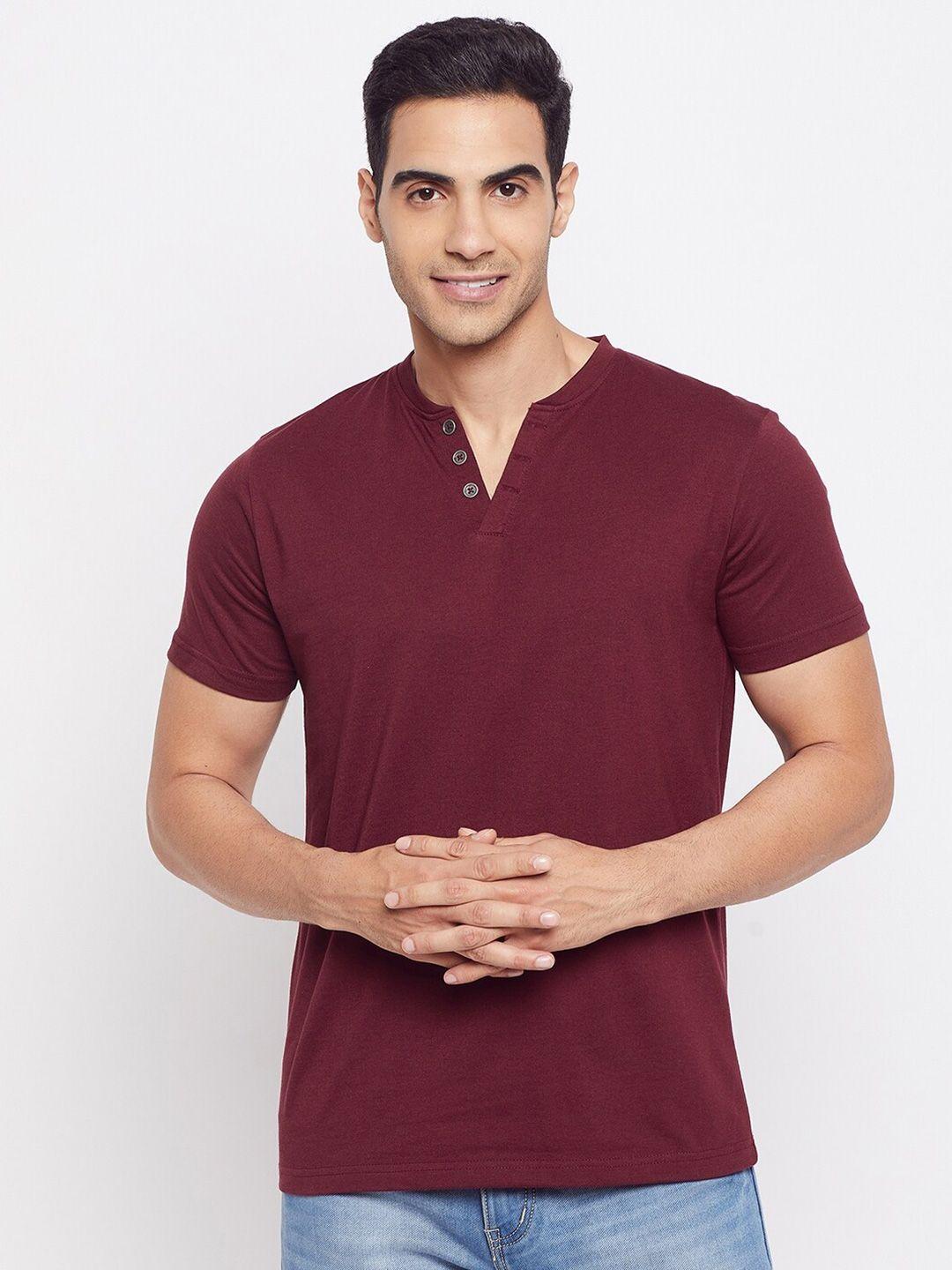 harbor n bay men maroon henley neck t-shirt