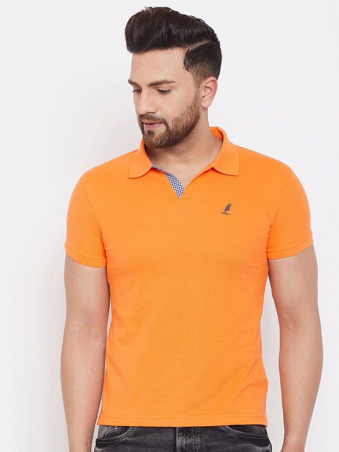 harbor n bay men orange polo collar t-shirt