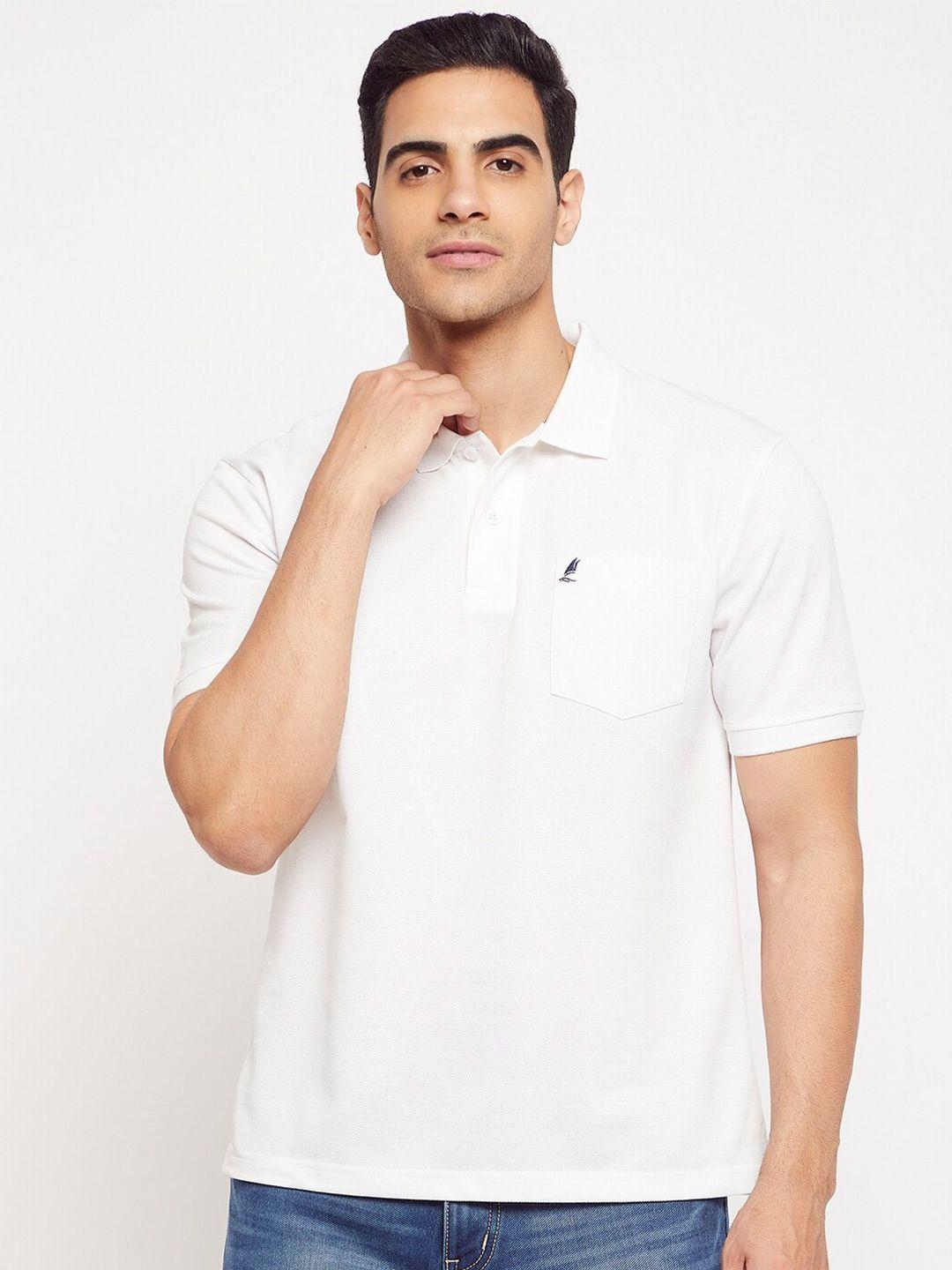 harbor n bay men white polo collar t-shirt