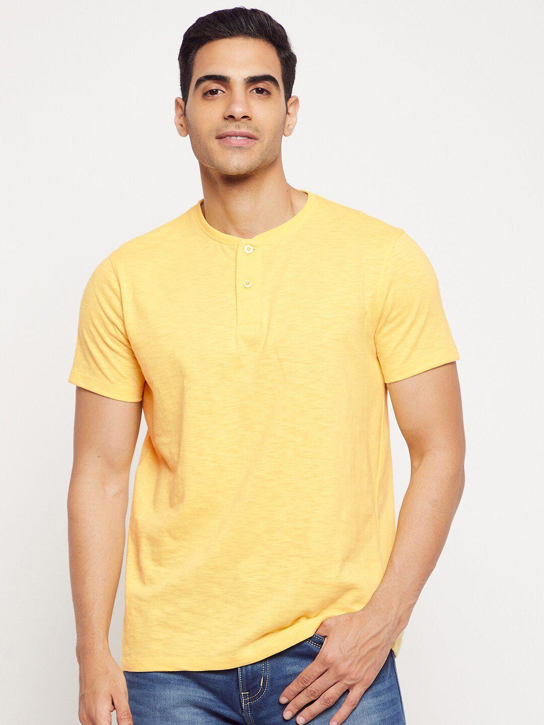 harbor n bay men yellow henley neck t-shirt