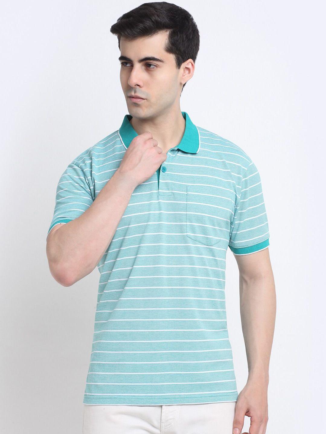 harbor n bay striped cotton polo collar t-shirt