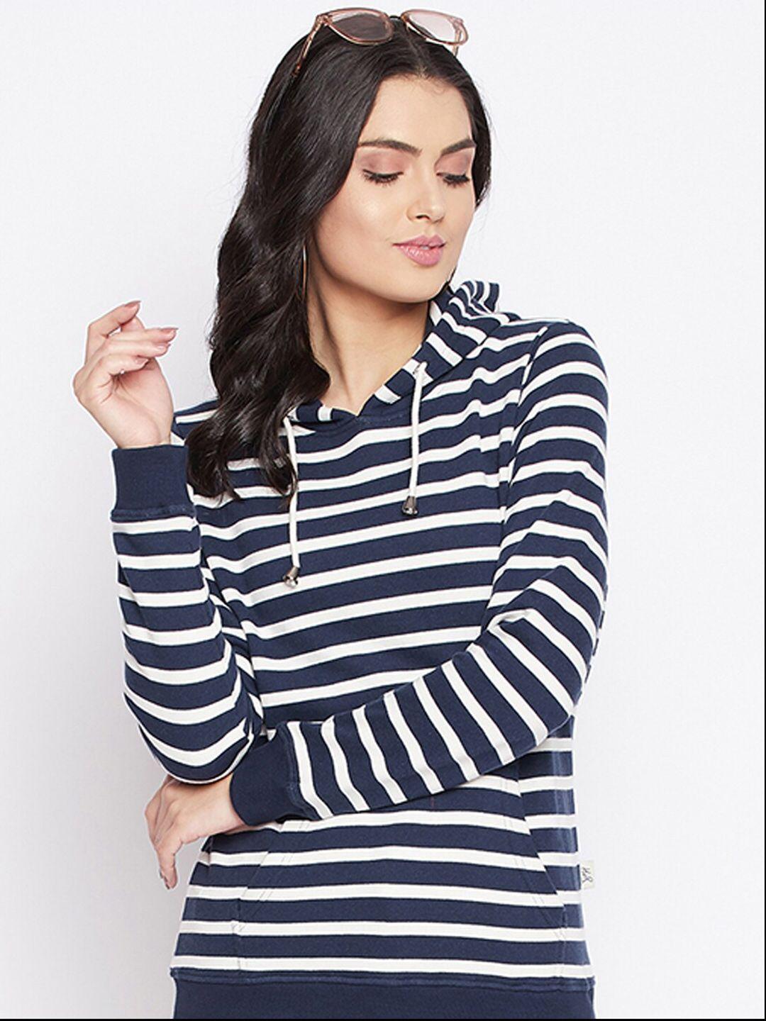 harbor n bay striped hooded fleece sweatshirt