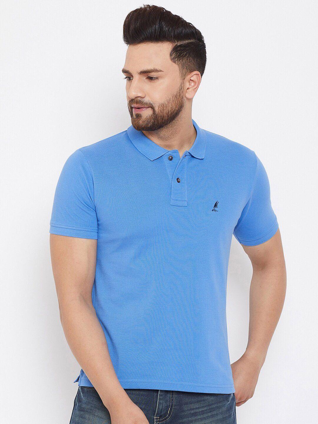 harbornbay men blue polo collar t-shirt