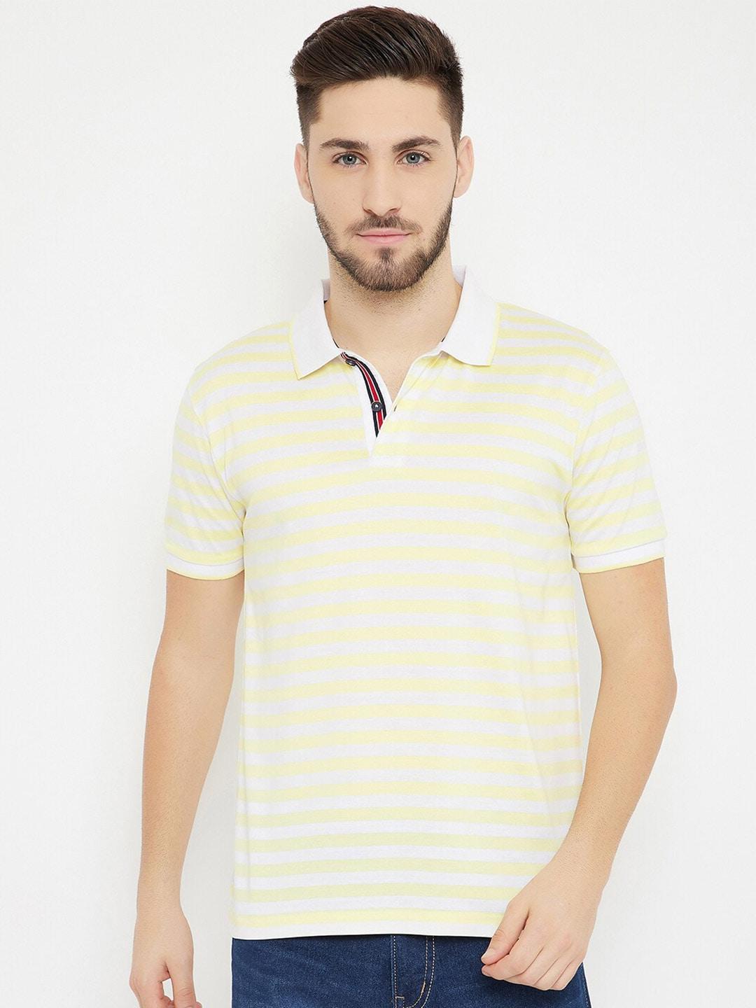 harbornbay men yellow striped polo collar t-shirt