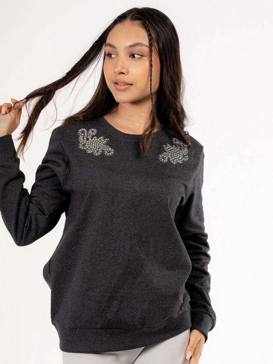 harbour 9 embellished long sleeves cotton pullover