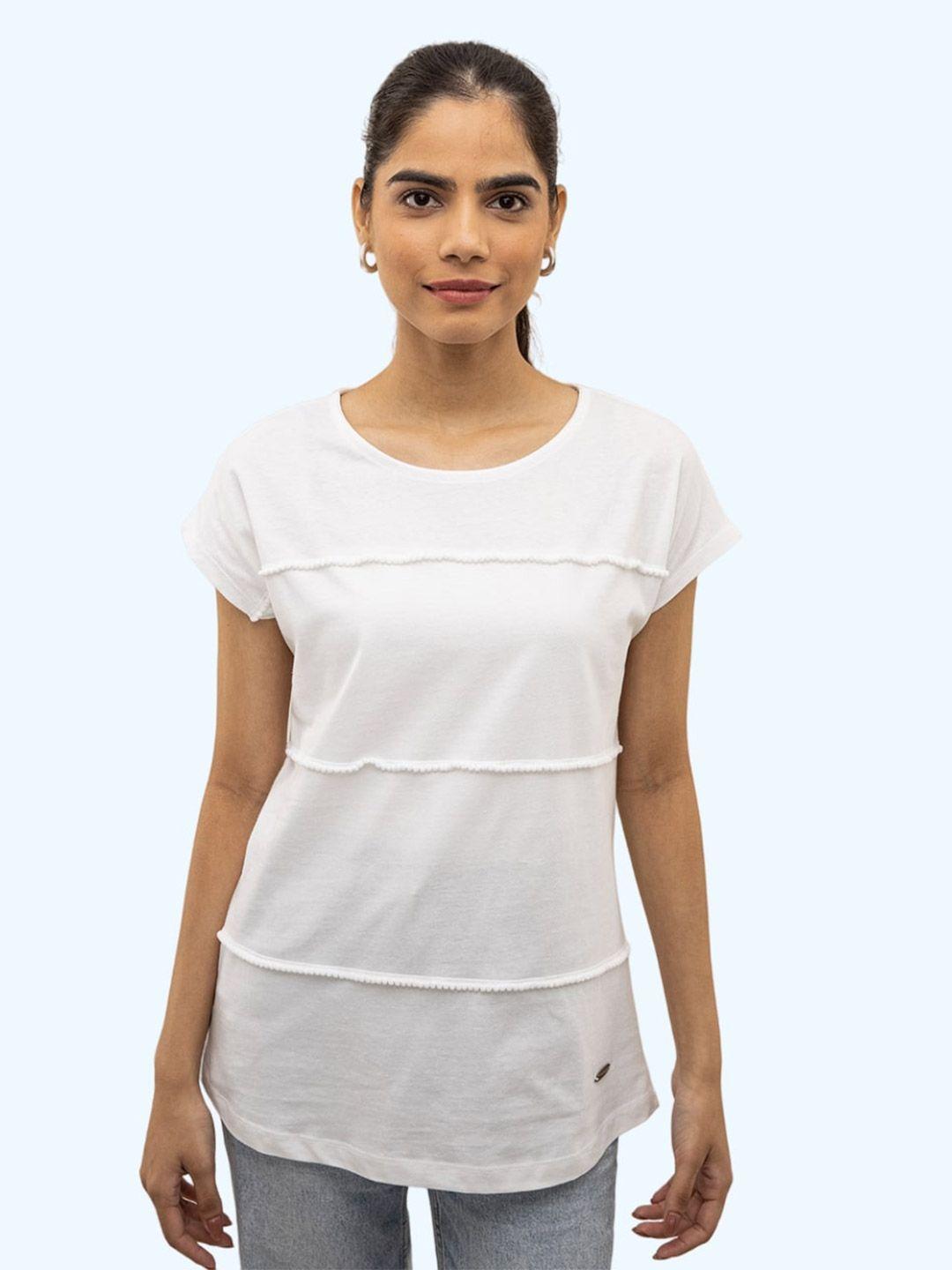 harbour 9 round neck cap sleeves cotton top