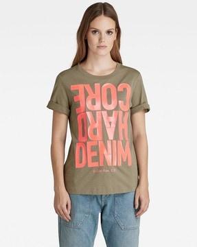 hard core denim print t-shirt