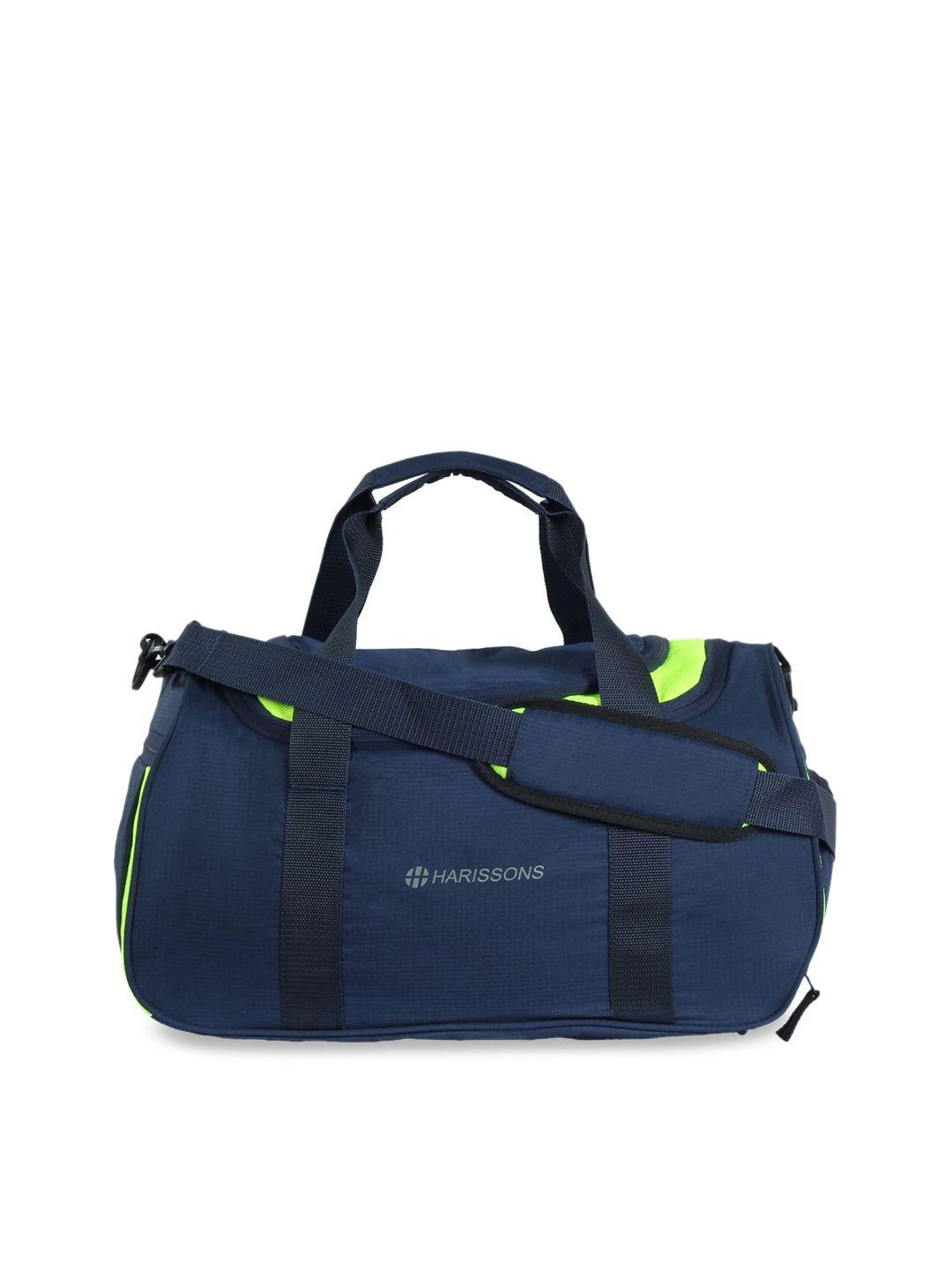 harissons adult navy blue & fluorescent green float gym travel duffel bag