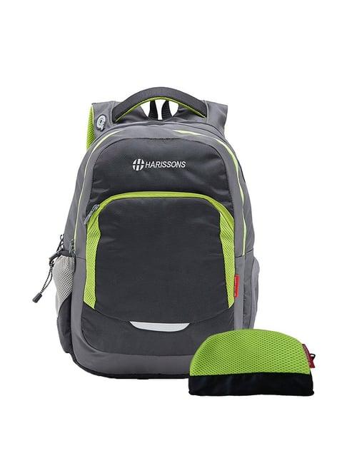 harissons 33 ltrs green & black large laptop backpack with pouch
