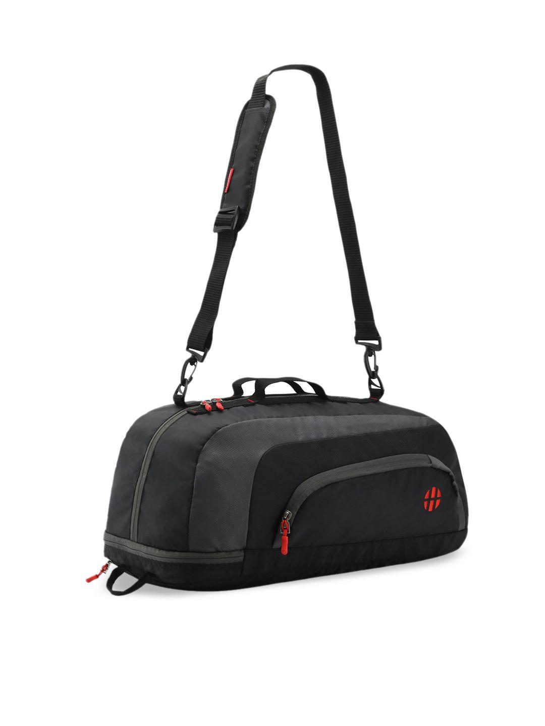 harissons black & grey colourblocked duffel bag