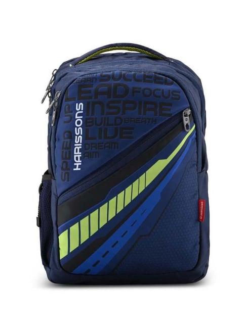 harissons unbeatable navy blue polyester printed backpack - 31 ltrs
