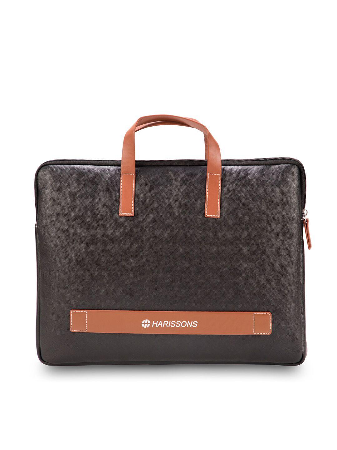 harissons unisex black & brown textured laptop sleeve