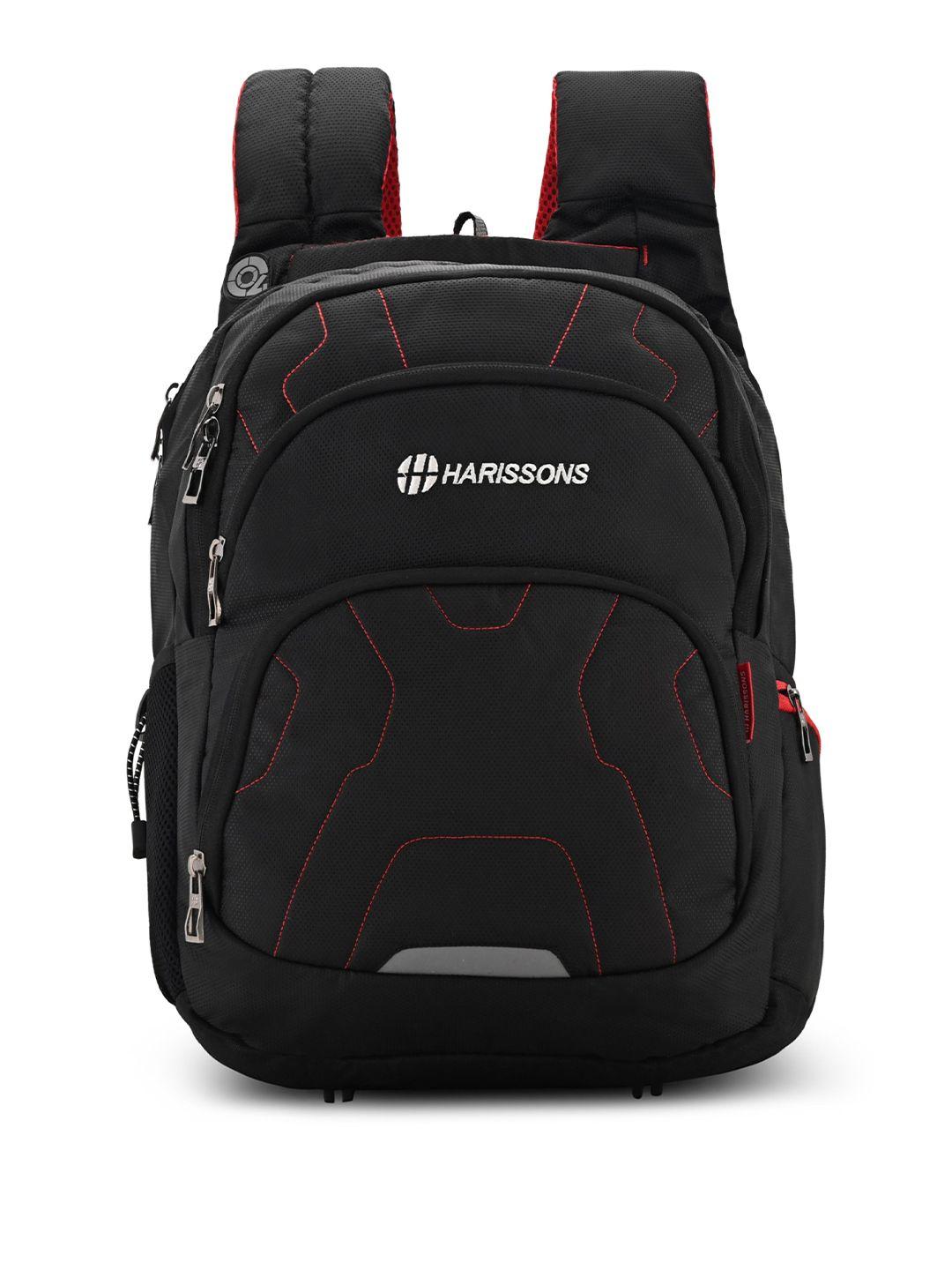 harissons unisex black & red backpack with reflective strip
