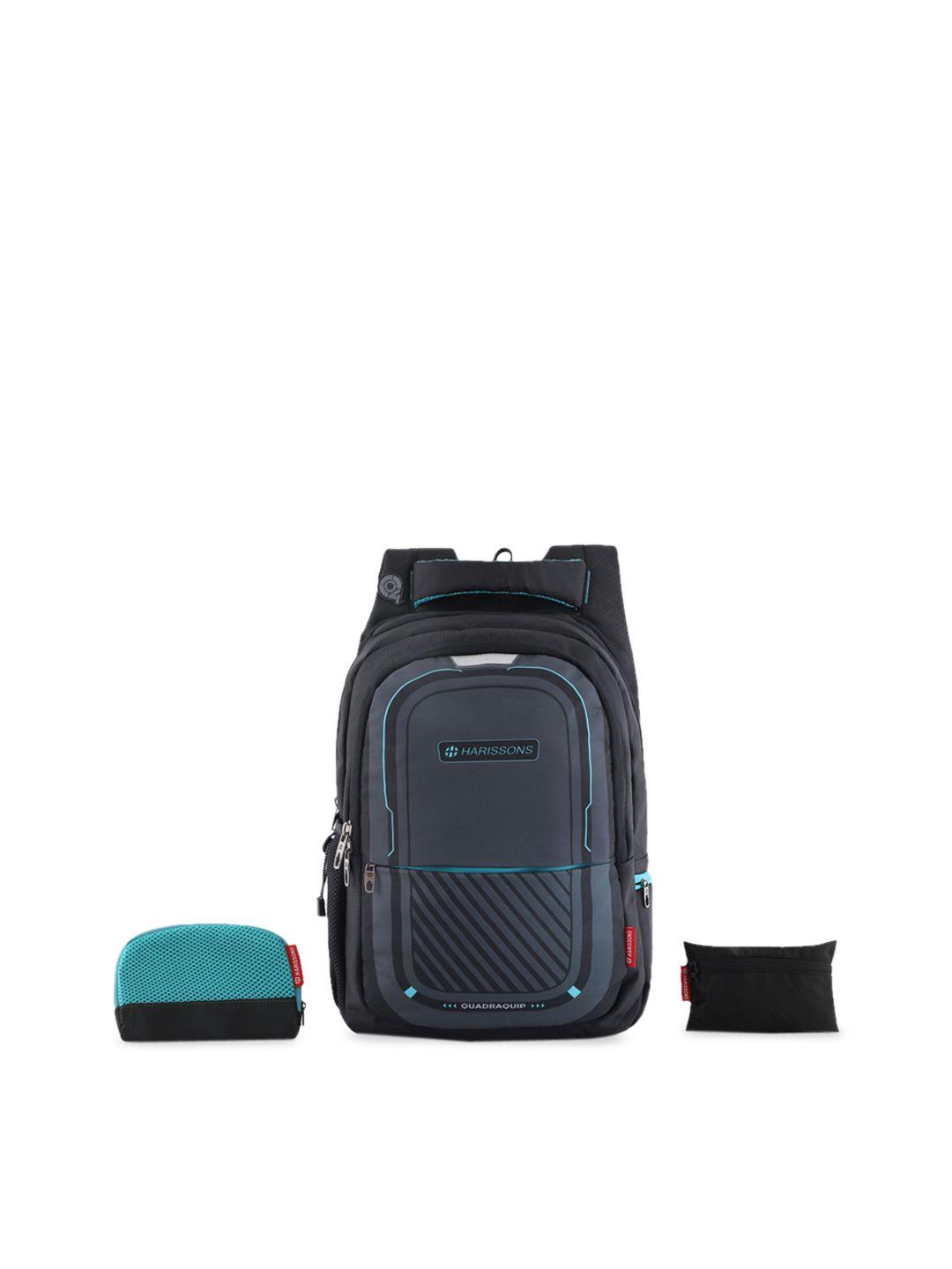 harissons unisex black striped with reflective strip backpack