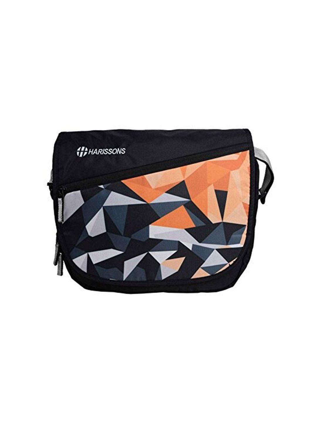 harissons unisex orange & black printed messenger bag