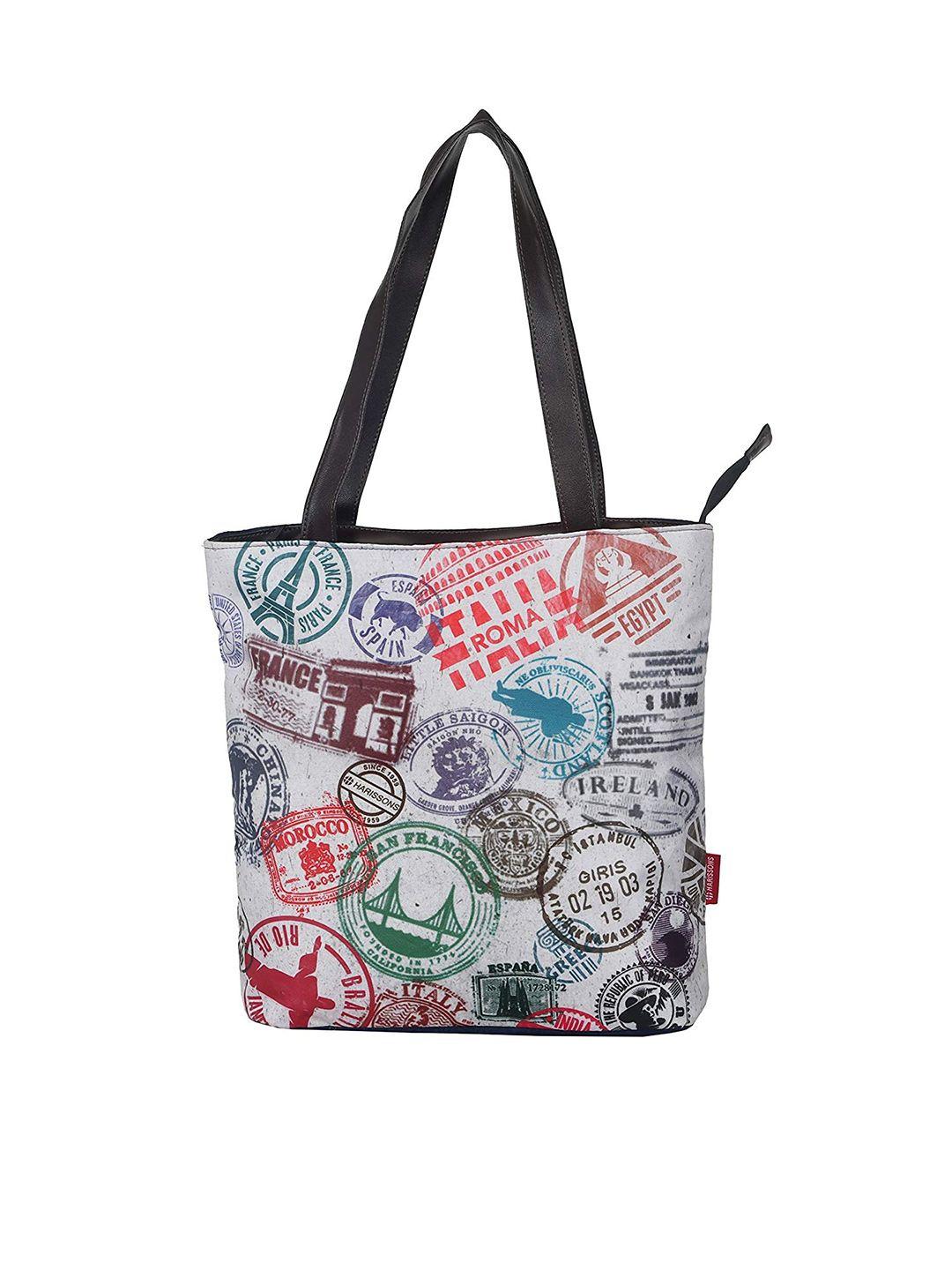 harissons unisex white & red printed messenger bag