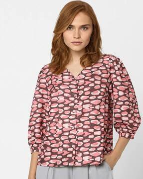 harlow printed v-neck top