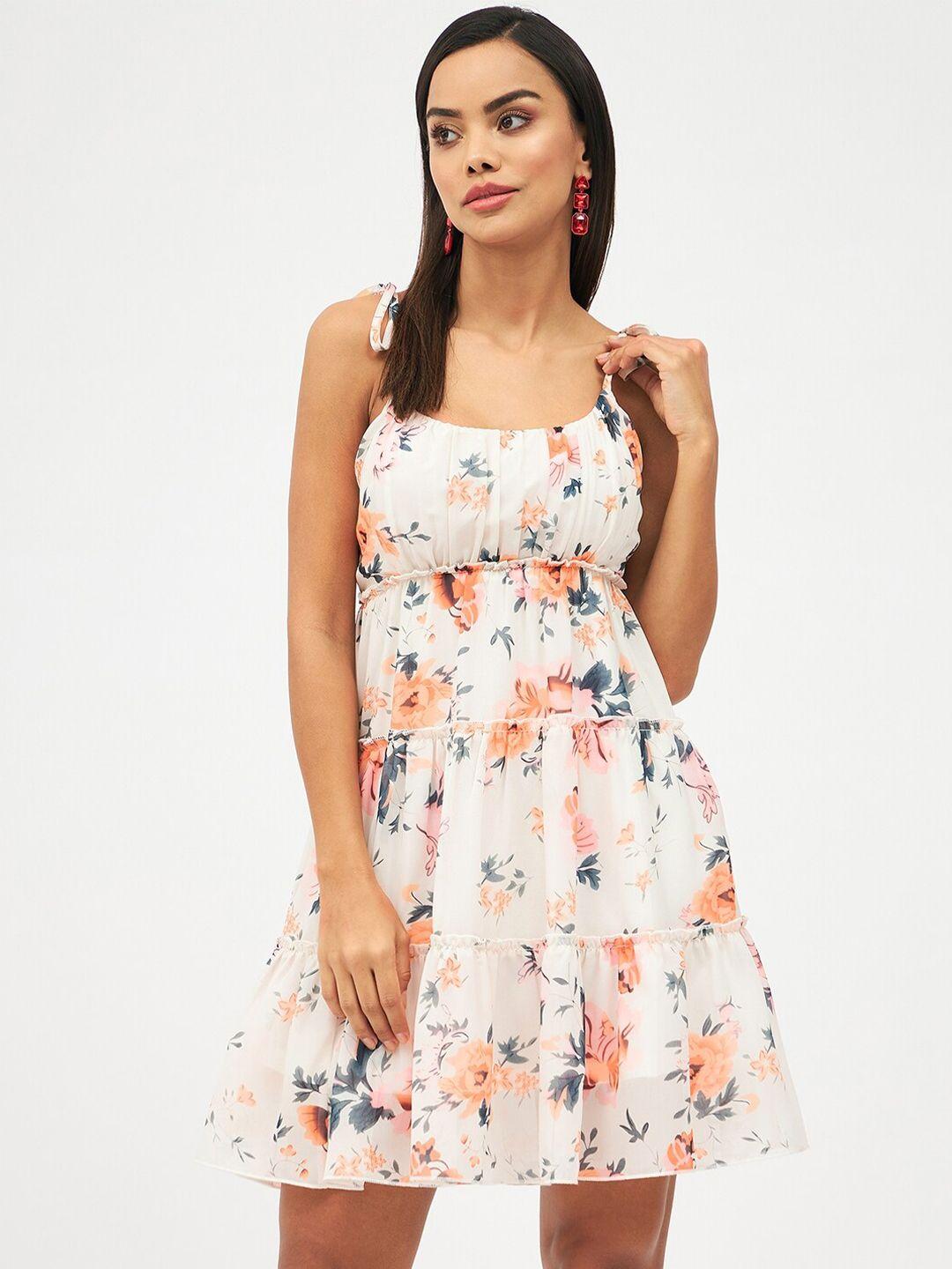 harpa floral printed georgette fit and flare dress