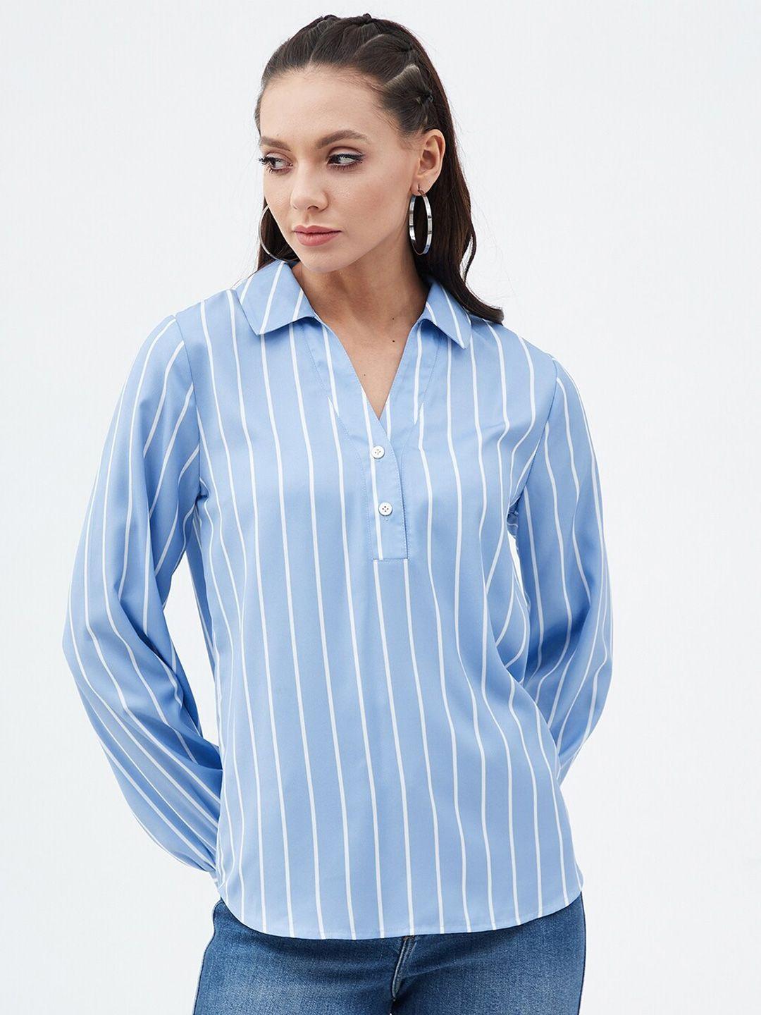 harpa striped cuffed sleeves shirt style top