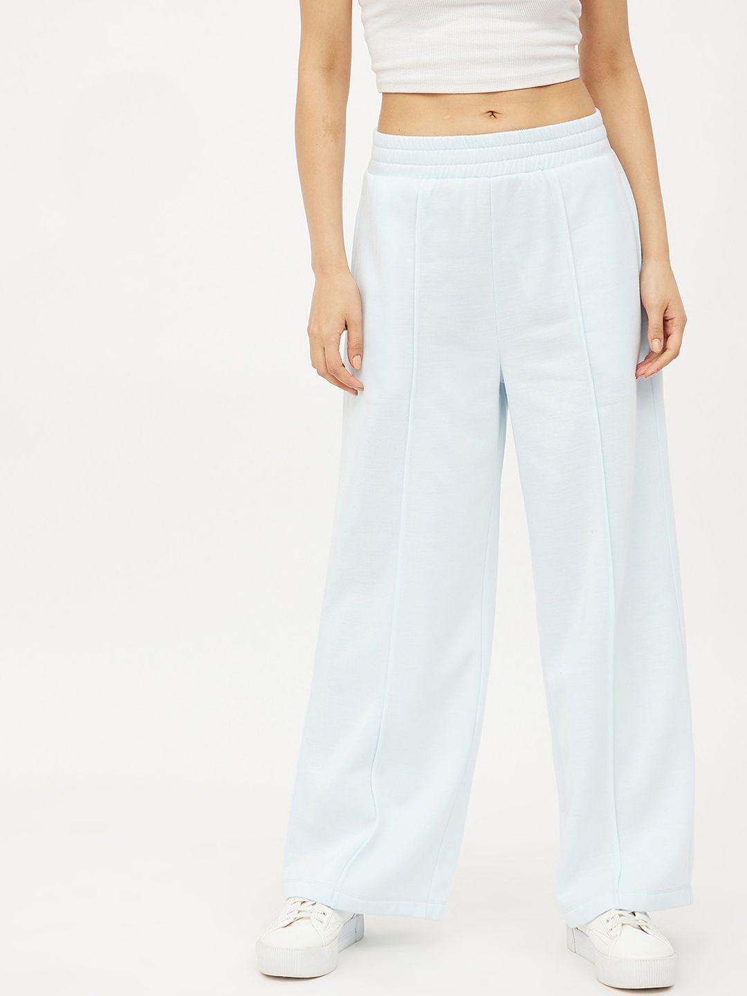harpa women blue solid relaxed fit track pants