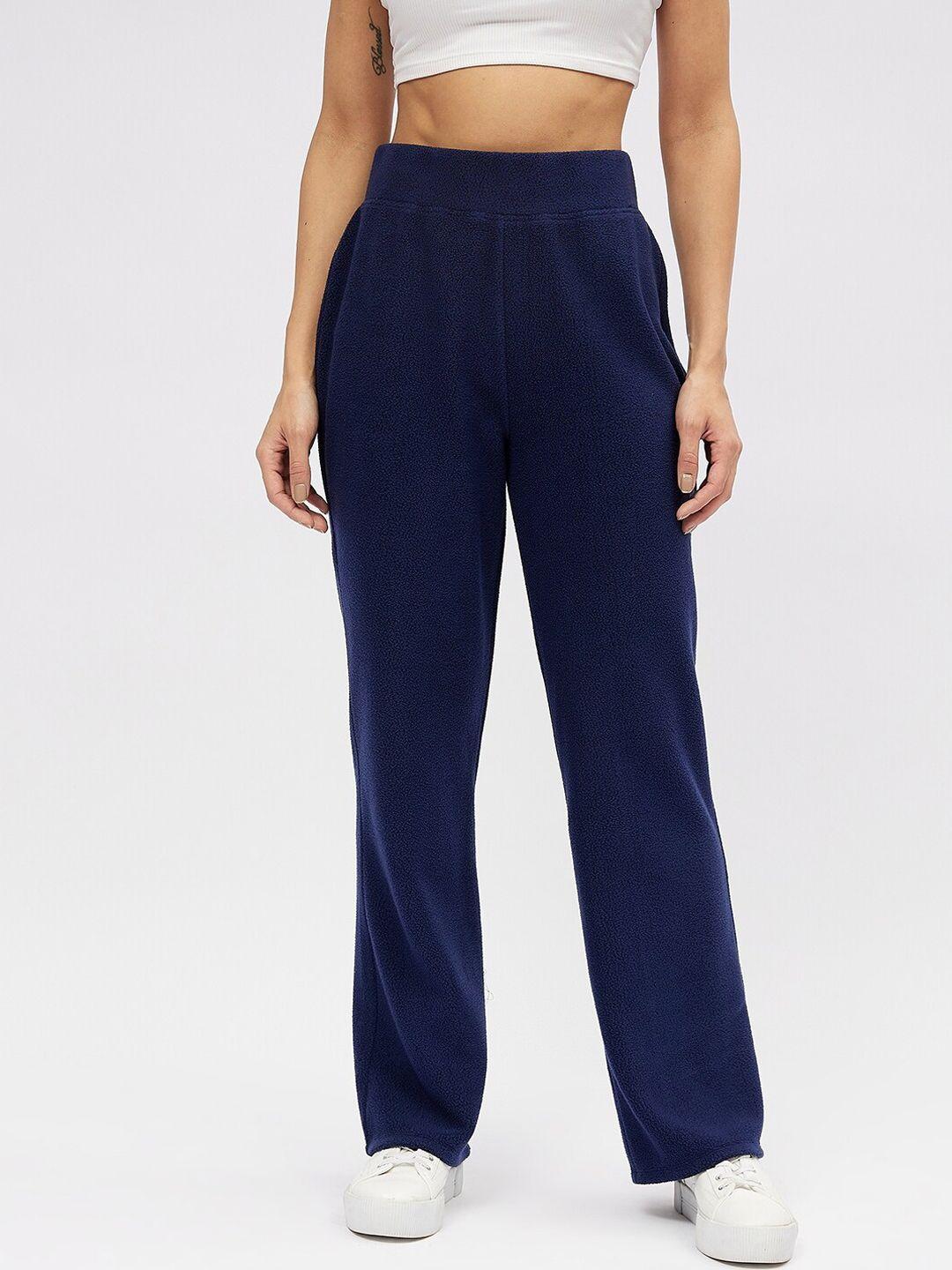harpa women navy blue solid track pants