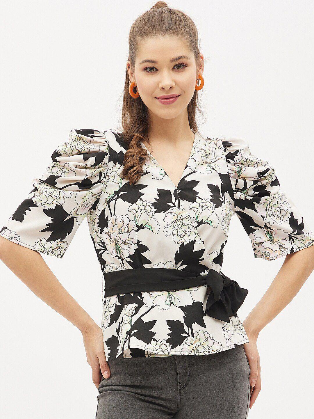 harpa women off white & blue floral printed top