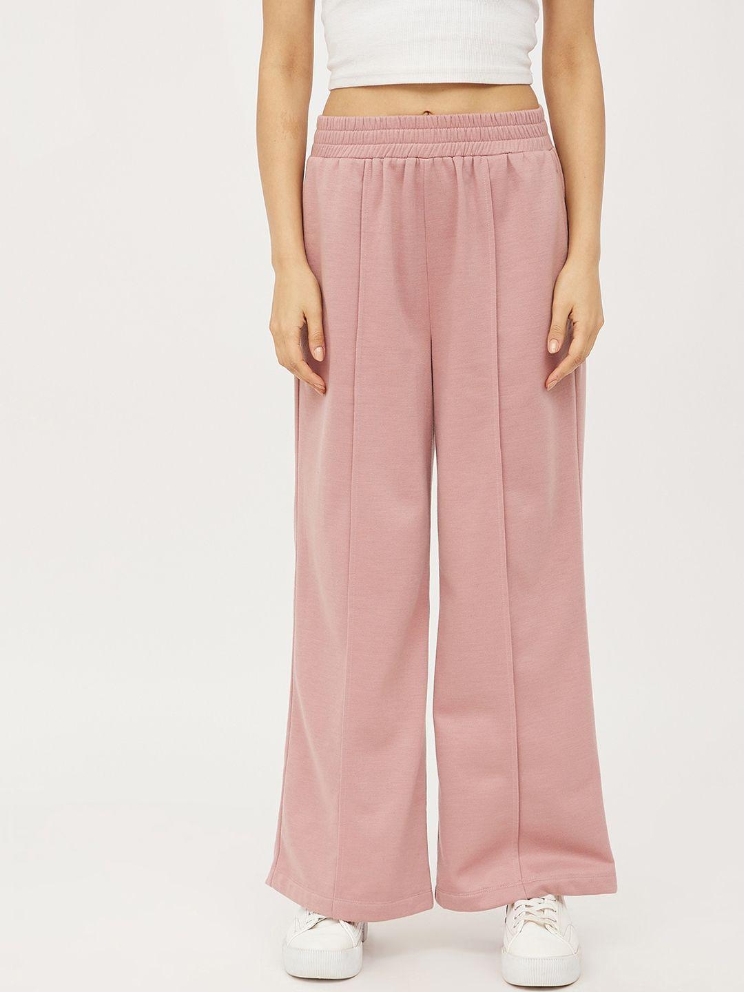 harpa women pink solid relaxed-fit track pants