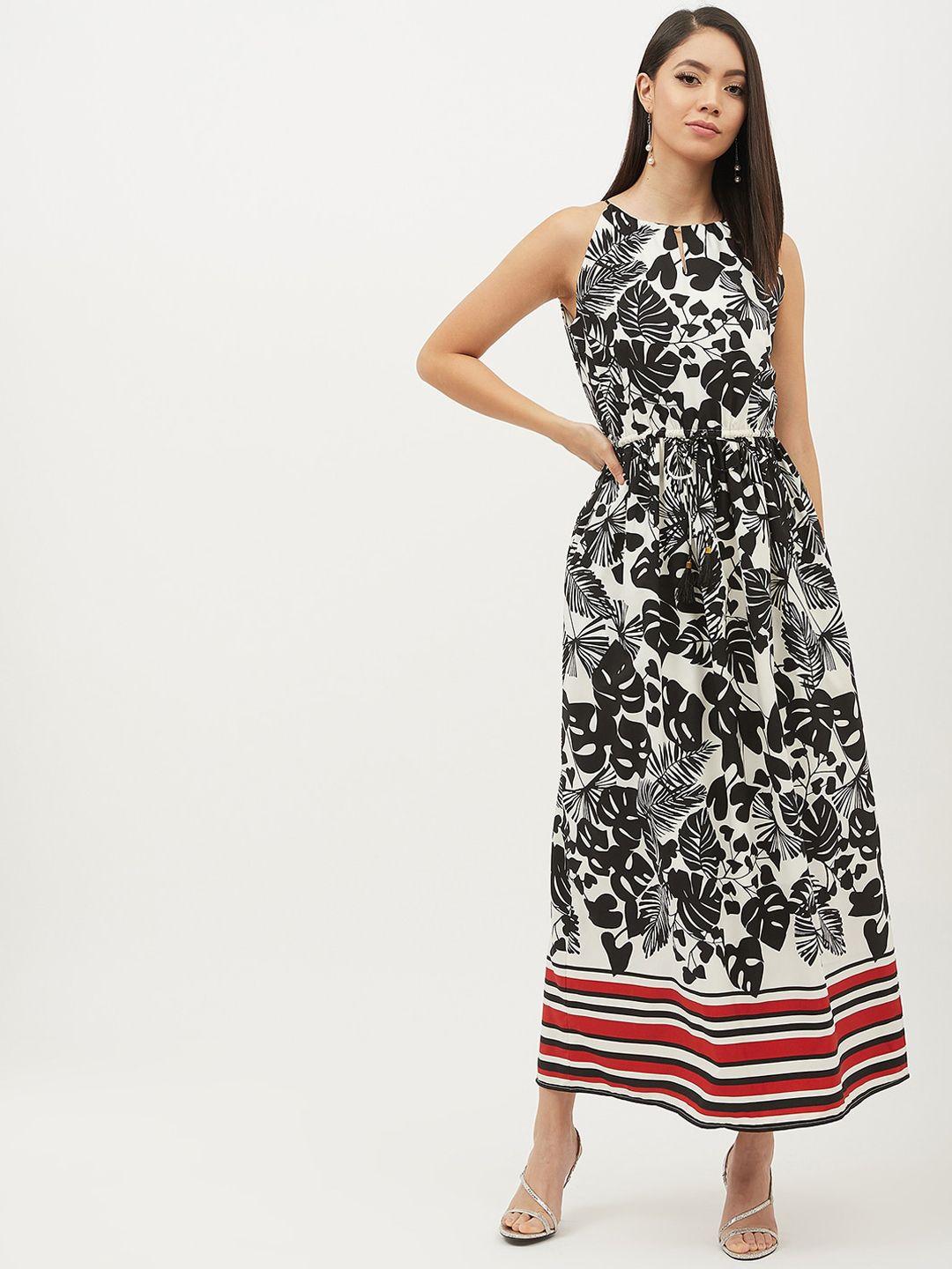 harpa-women-white-&-black-floral-printed-a-line-dress